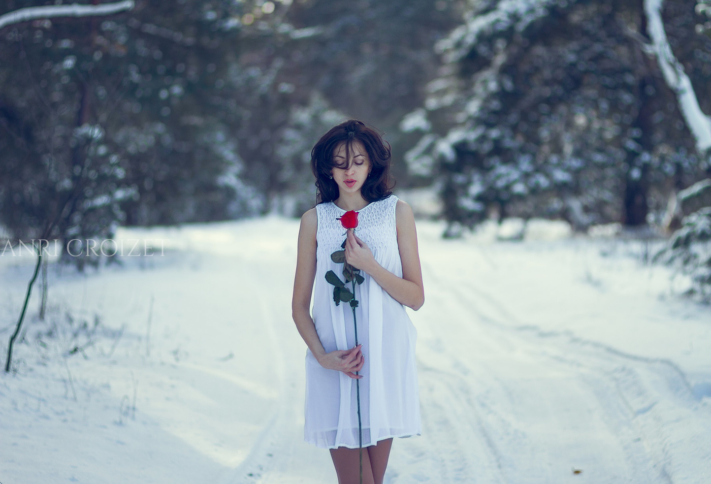 Фото Девушки Зимой С Цветами
