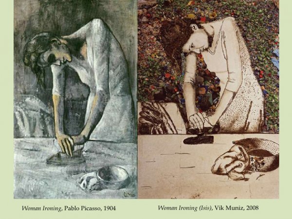 Woman Ironing, Pablo Picasso, 1904 Woman Ironing (Isis), Vik Muniz, 2008