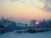 Вечерний Новогрудок / Вид с Замковой горы на город.
Новогрудок. Февраль 2006