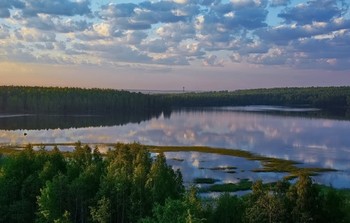 Акварельный рассвет. / Рассвет на озере.