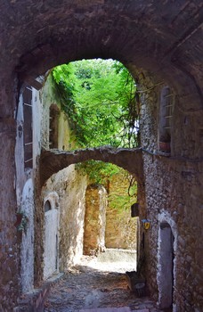  / ancient town street with arches built with stones