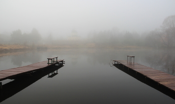 Утром у озера / Московская область. Рузский район. Утро туманное