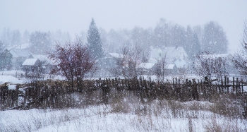 Снегопад в селе Верхнетроицкий / снег, деревня