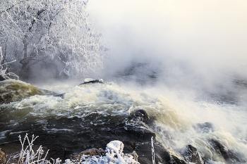 Бурные воды незамерзающей реки / Зимние сюжеты