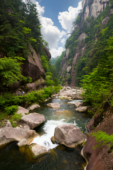 Ущелье / Горная река зажатая в горах (Япония)