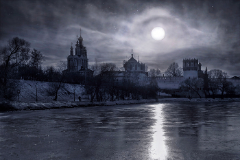 Магия зимней ночи / Загадочная ночь у Новодевичьего монастыря в Москве
