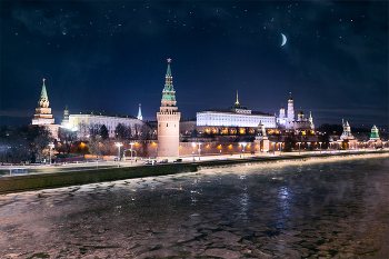 Морозной ночью / Морозной ночью. Москва река.