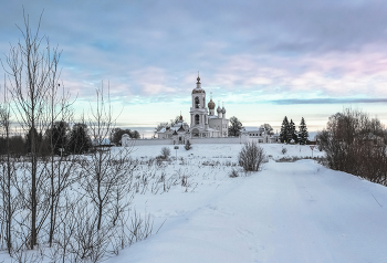 зимний пейзаж / утро, январь, Мужской монастырь Животворящего Креста Господня, Ивановская область