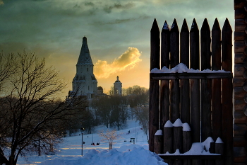 Закат в Коломенском / Церковь Вознесения Господня в Коломенском (Москва), XVI в.