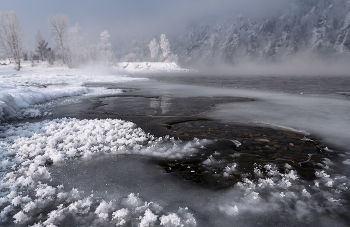 Зима рисует берега / Берега у морозной реки.. иногда остаются такие рисунки , где вода не замерзает