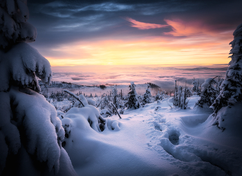 &nbsp; / Winter sunset from Slovakia