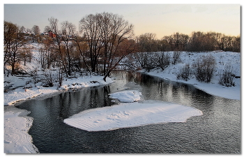 зимний вечер у реки / Подмосковье. Река Нара.