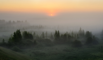Изборско-Мальская долина / Туманное утро в Изборско-Мальской долине
