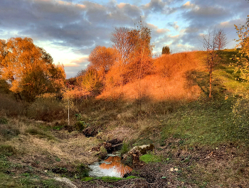 Осенний закат возле ручья / Осенний закат возле ручья