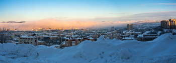 утренний Мурманск / 24 марта, - 20 С, залив парит