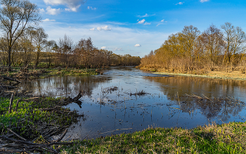 Весна на реке Кшень / Река Кшень после половодья.