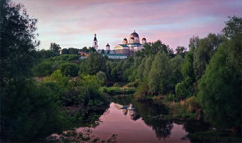 Майским вечером / Вид от реки на Воскресенский собор. Арзамас.