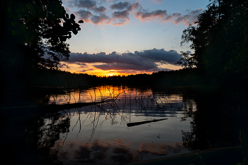 Закат на лесном озере / оз. Длинное, Ленобласть