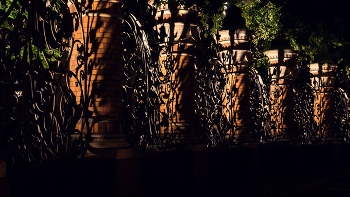 &nbsp; / Прогулки по ночному Петербургу. Ограда Михайловского сада со стороны храма Спас на Крови.