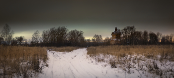 Село Горки, старая заброшенная церковь / Панорама заброшенной деревни