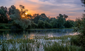 Летом. / Рассвет на озере Малое Нечаево.