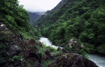 Река Бзыбь.. / Река Бзыб или Бзыбь, кто как пишет и называет, признана самой протяженной рекой Абхазии. Смотря на течение горной реки, забываешь о суете..