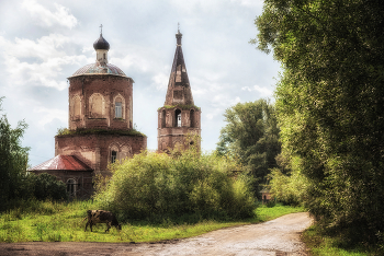 Храм в Верхнетроицком / лето, церковь, деревья