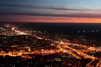 Ночная Москва / Фотография сделана с открытого балкона на высоте 360м