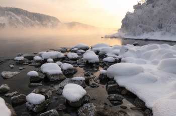 Закатный Енисей / Морозная Сибирь