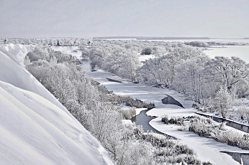 Река Кшень. Февраль. / Иней на реке Кшень.