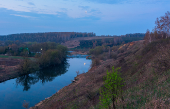 утро с Луной / на реке