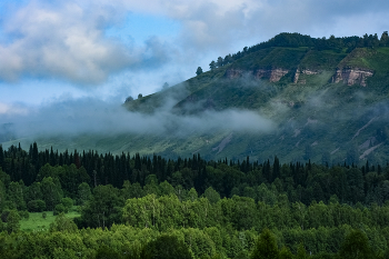 Июньское утро после дождя / Кузбасс, Таштагольский район, п. Подкатунь