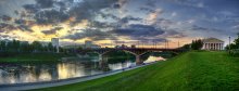 |   Панорама заката над Кировским мостом   | / 4 горизонтальных кадра
http://www.panoramio.com/photo/22880186