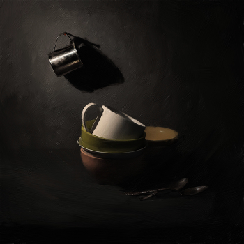 с кружкой на стене / посуда