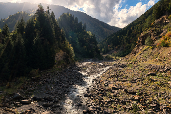 Devashi River In Autumn / Бурная по весне речка Devashi, в октябре превращается в лесной ручей
