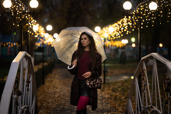 Элегантная модница в вечернем парке / ***