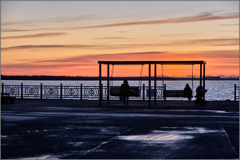 Архангельск в ноябре. / Набережная Северной Двины на закате. Ноябрь.