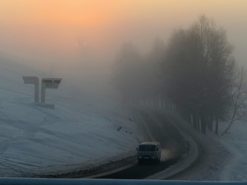 Утро сибирское, зимнее / Сибирь. Россия. Тува, Тоджа, п.Тоора-Хем.