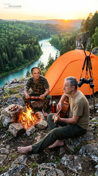 Скоро лето! Единение с природой. / Скоро лето! Единение в природой.
«Тайга не прощает ошибок, но дарит лучший вид на свете. Здесь понимаешь, как мало человеку нужно для настоящего счастья.» А вы бы рискнули поставить палатку на самом краю скалы?
 Фото обработанно с помощью ИИ и фотошоп.