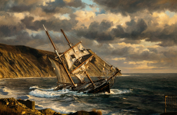 SOS / Картина маслом. 
На основе моей фотографии с обработкой ИИ .