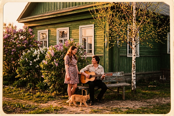 Молодые вечером. / Написал с помощью ИИ по старой памяти эпизод далеких 80 х, нашего села, как мы дружили, как гуляли, как было все душевно и атмосферно.