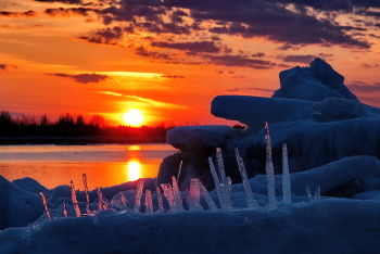 Апрельский вечер на Томи. / Томская область.