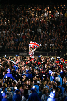 &nbsp; / Athletics participants in the Olympic Games, Britain, carry their country's flag