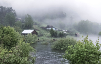 Утренняя рыбалка / Енисей, когда поднялась вода