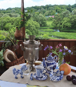 Лето у реки / Summer, riverside, gzhel