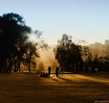 * * * * / в итоге, шаг за шагом, получается серия фото с силуэтами.