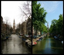 Сезоны / внезапно: четыре месяца спустя тот же канал любимого города.
Амстердам, апрель // июль 2010.