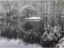 Снег идет / снегопад в городском парке