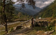 Горная жизнь / непал. местный житель на горной лошадке.