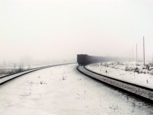 поворот / зима,туман,поезд...